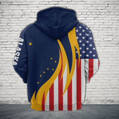 Alaska American Flag Pullover Premium Hoodie, Perfect Outfit For Men And Women On Christmas New Year Winter