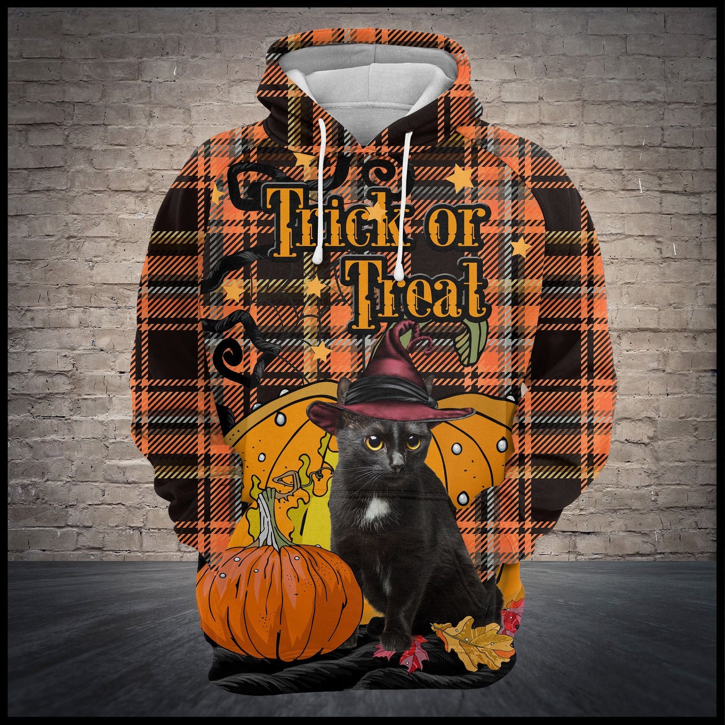 Black Cat Pullover Premium Hoodie Treat Or Trick , Perfect Outfit For Men And Women On Christmas New Year Autumn Winter