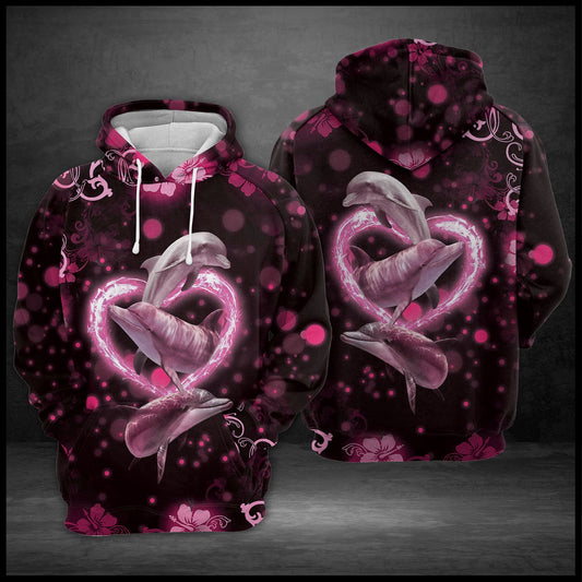 Pink Lovely Dolphin Pullover Premium Hoodie, Perfect Outfit For Men And Women On Christmas New Year Autumn Winter
