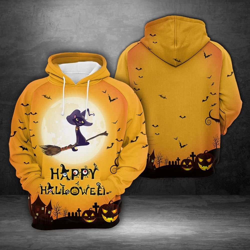 Black Cat Halloween Pumpkin Pullover Premium Hoodie, Perfect Outfit For Men And Women On Christmas New Year Autumn Winter