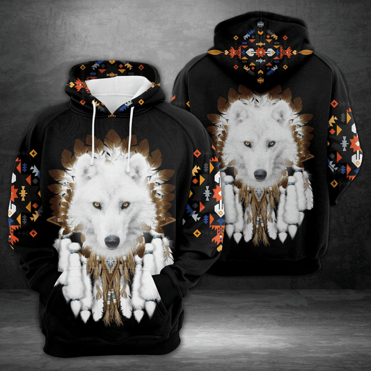 Native White Wolf Pullover Premium Hoodie, Perfect Outfit For Men And Women On Christmas New Year Autumn Winter