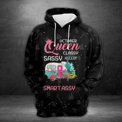 Camping Queen Pullover Premium Hoodie October Queen Classy Sassy, Perfect Outfit For Men And Women On Christmas New Year Autumn Winter