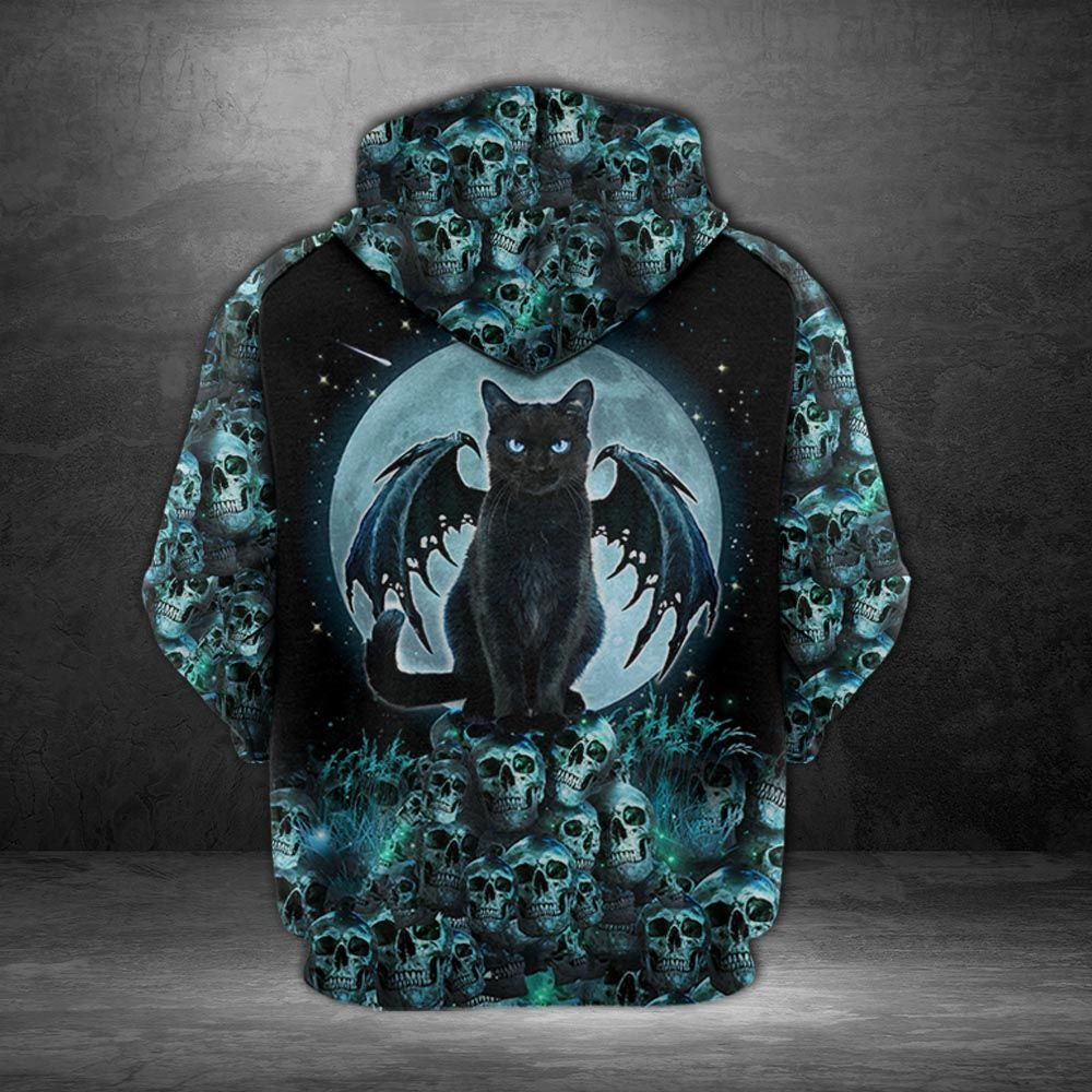Black Cat Skull Nightmare Pullover Premium Hoodie, Perfect Outfit For Men And Women On Christmas New Year Autumn Winter