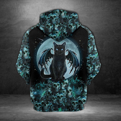 Black Cat Skull Nightmare Pullover Premium Hoodie, Perfect Outfit For Men And Women On Christmas New Year Autumn Winter
