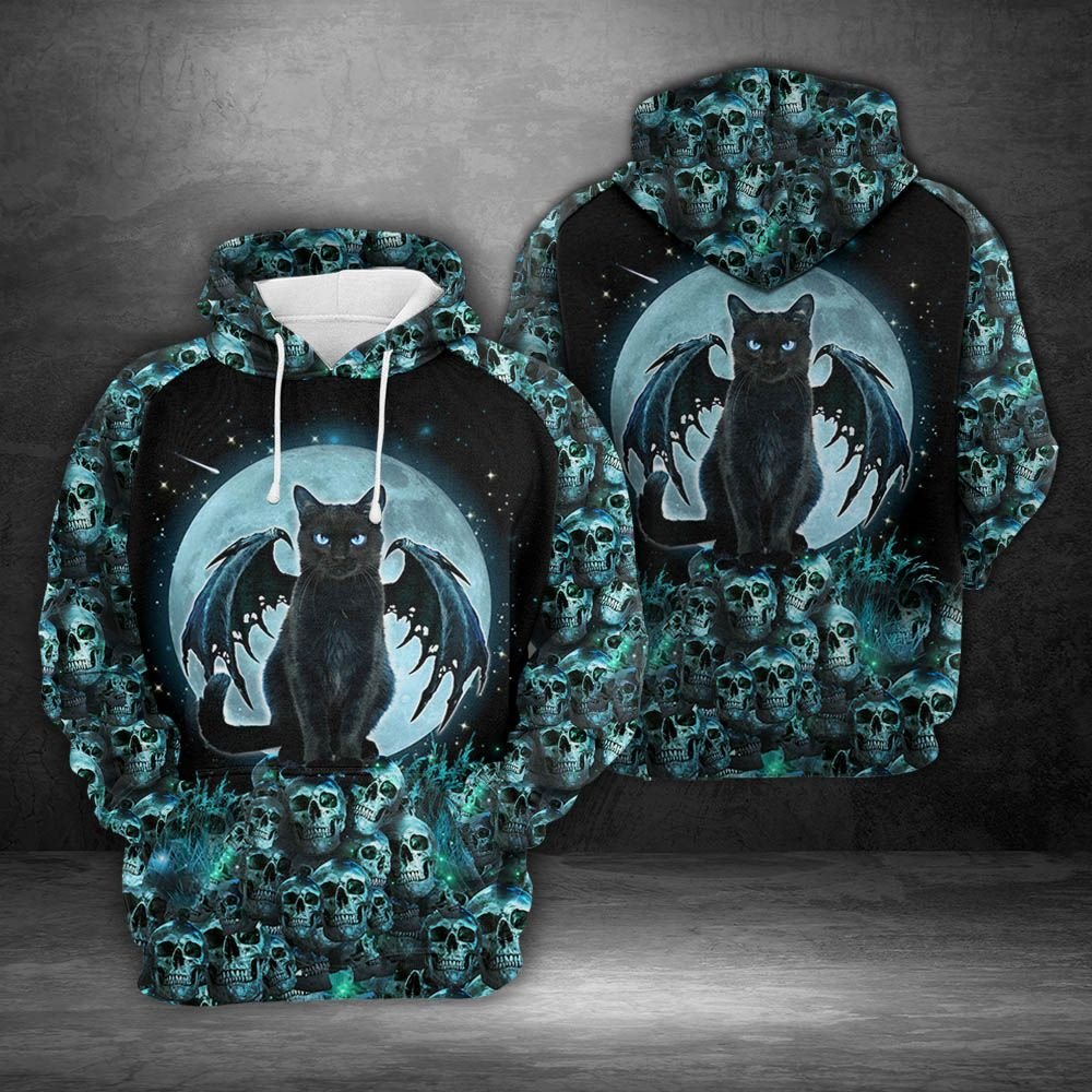 Black Cat Skull Nightmare Pullover Premium Hoodie, Perfect Outfit For Men And Women On Christmas New Year Autumn Winter