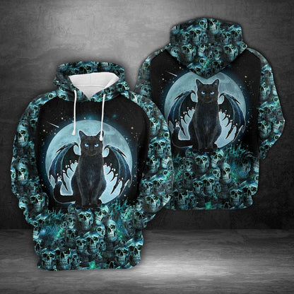 Black Cat Skull Nightmare Pullover Premium Hoodie, Perfect Outfit For Men And Women On Christmas New Year Autumn Winter