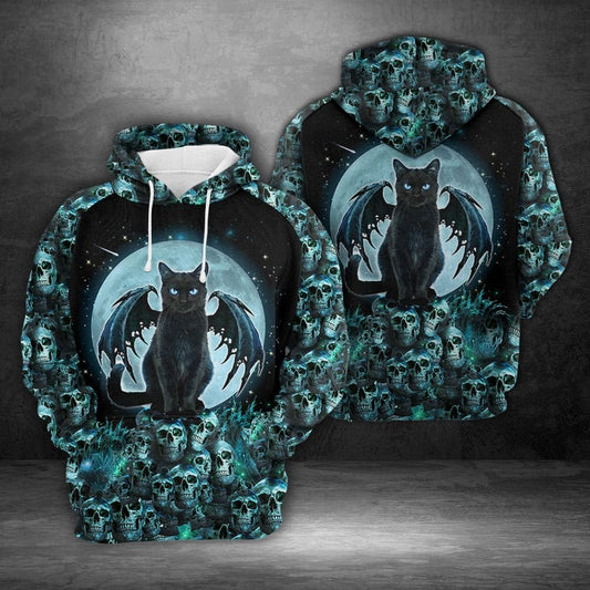 Black Cat Skull Nightmare Pullover Premium Hoodie, Perfect Outfit For Men And Women On Christmas New Year Autumn Winter