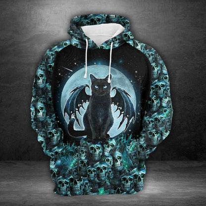 Black Cat Skull Nightmare Pullover Premium Hoodie, Perfect Outfit For Men And Women On Christmas New Year Autumn Winter
