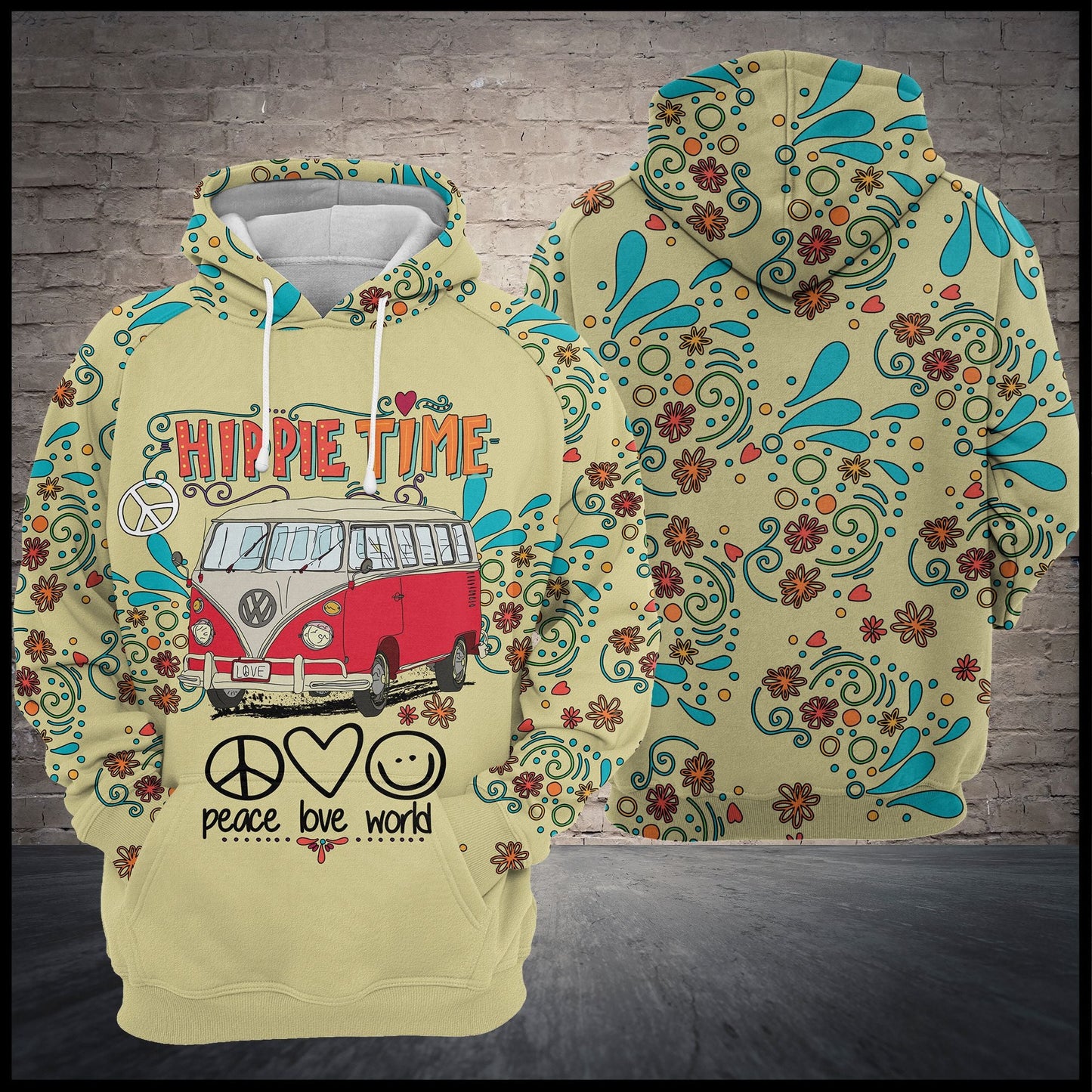 Hippie Bus Vintage Pullover Premium Hoodie Hippie Time, Perfect Outfit For Men And Women On Christmas New Year Autumn Winter