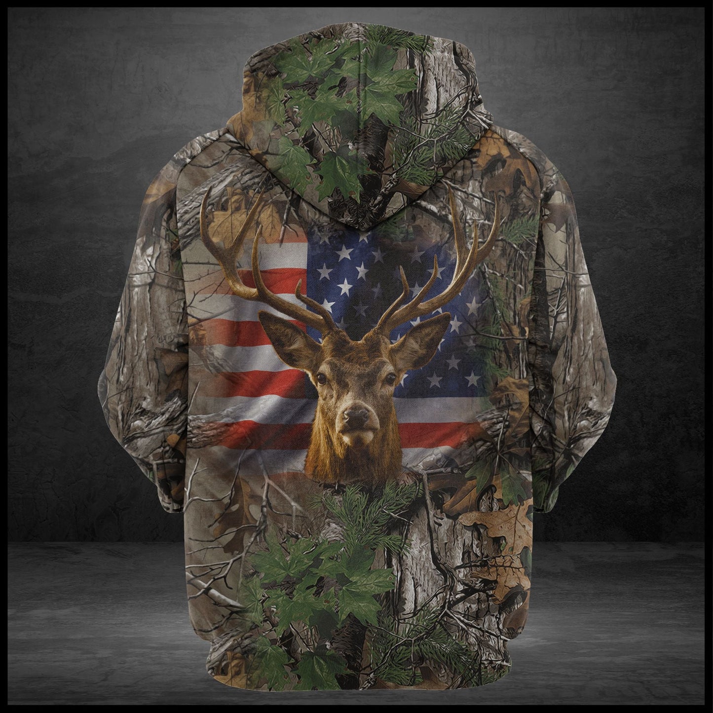Camo Deer Pullover Premium Hoodie American Flag, Perfect Outfit For Men And Women On Christmas New Year Autumn Winter