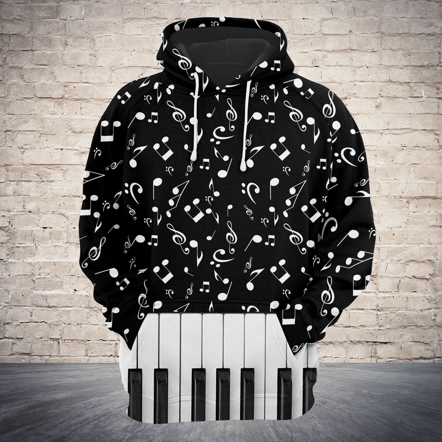 Piano Music Notes Pattern Pullover Premium Hoodie, Perfect Outfit For Men And Women On Christmas New Year Autumn Winter