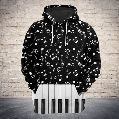 Piano Music Notes Pattern Pullover Premium Hoodie, Perfect Outfit For Men And Women On Christmas New Year Autumn Winter