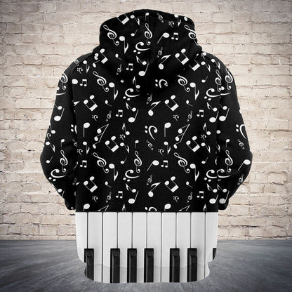 Piano Music Notes Pattern Pullover Premium Hoodie, Perfect Outfit For Men And Women On Christmas New Year Autumn Winter