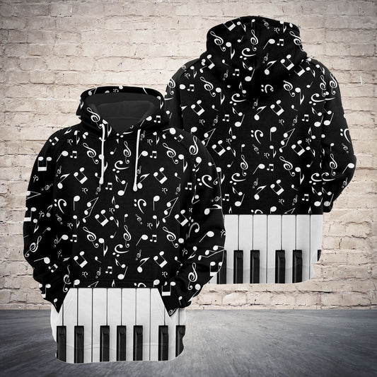 Piano Music Notes Pattern Pullover Premium Hoodie, Perfect Outfit For Men And Women On Christmas New Year Autumn Winter