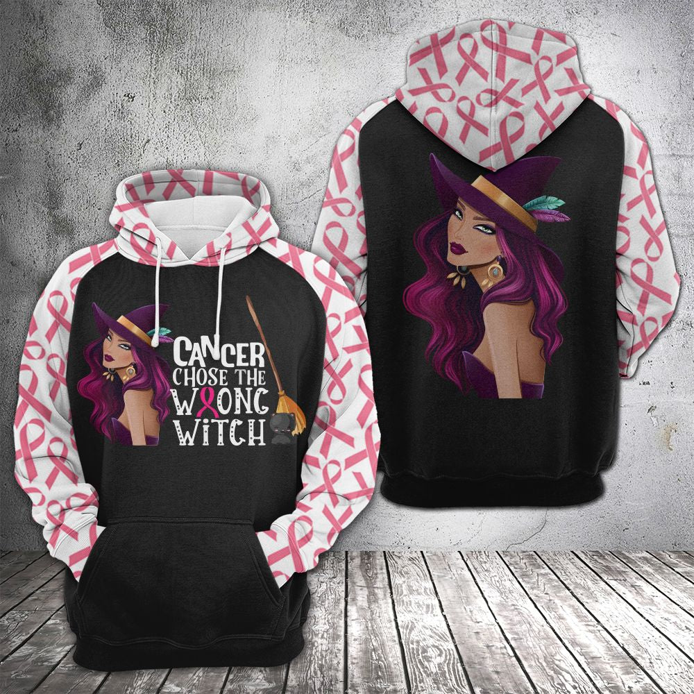 Breast Cancer Pullover Halloween Premium Hoodie Cancer Chose the Wrong Witch, Perfect Outfit For Men And Women On Christmas New Year Autumn Winter