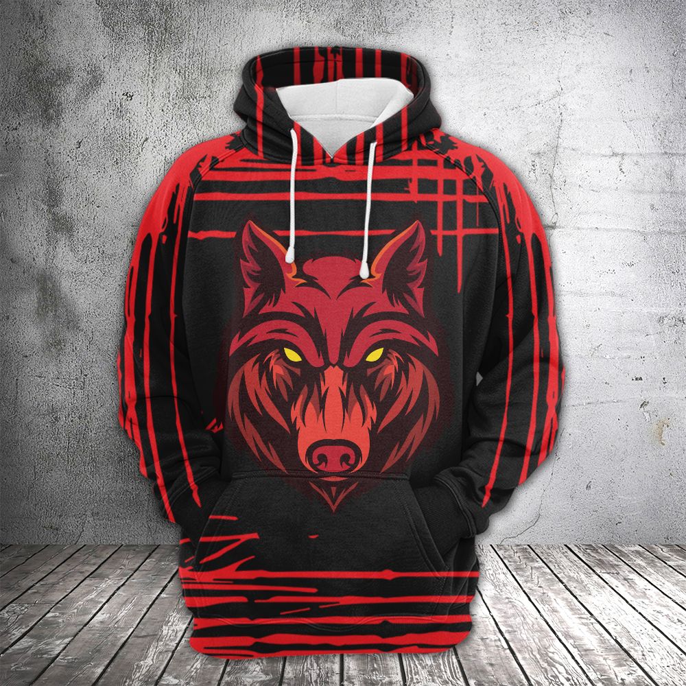 Red Wolf Pullover Premium Hoodie, Perfect Outfit For Men And Women On Christmas New Year Autumn Winter