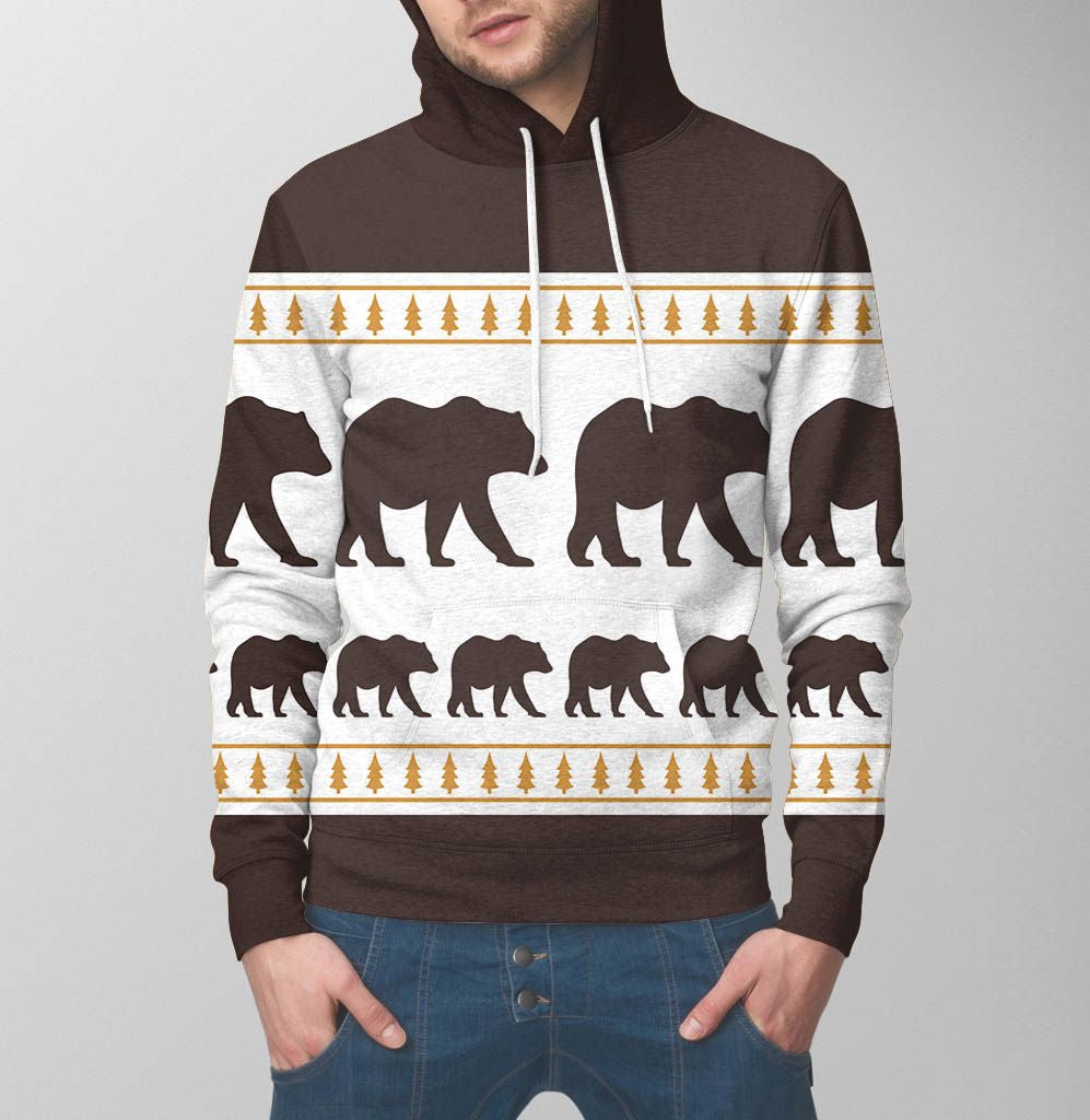 Brown Bear Pattern Pullover Premium Hoodie, Perfect Gift And Outfit For Bear Lovers