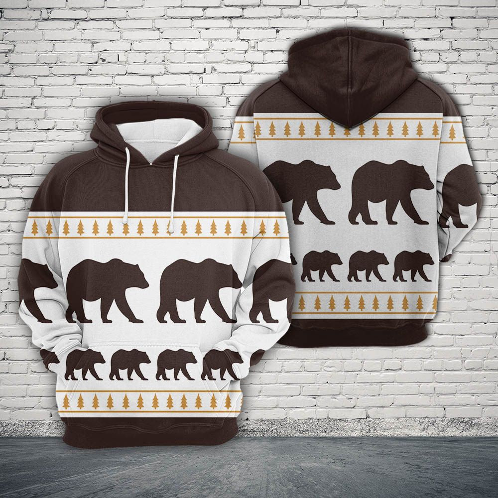 Brown Bear Pattern Pullover Premium Hoodie, Perfect Gift And Outfit For Bear Lovers