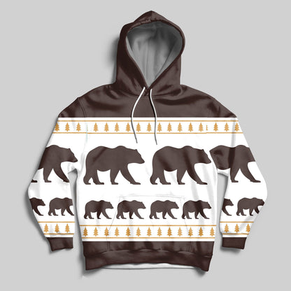 Brown Bear Pattern Pullover Premium Hoodie, Perfect Gift And Outfit For Bear Lovers