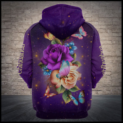 Chihuahua Flower Pullover Premium Hoodie, Perfect Outfit For Men And Women On Christmas New Year Autumn Winter