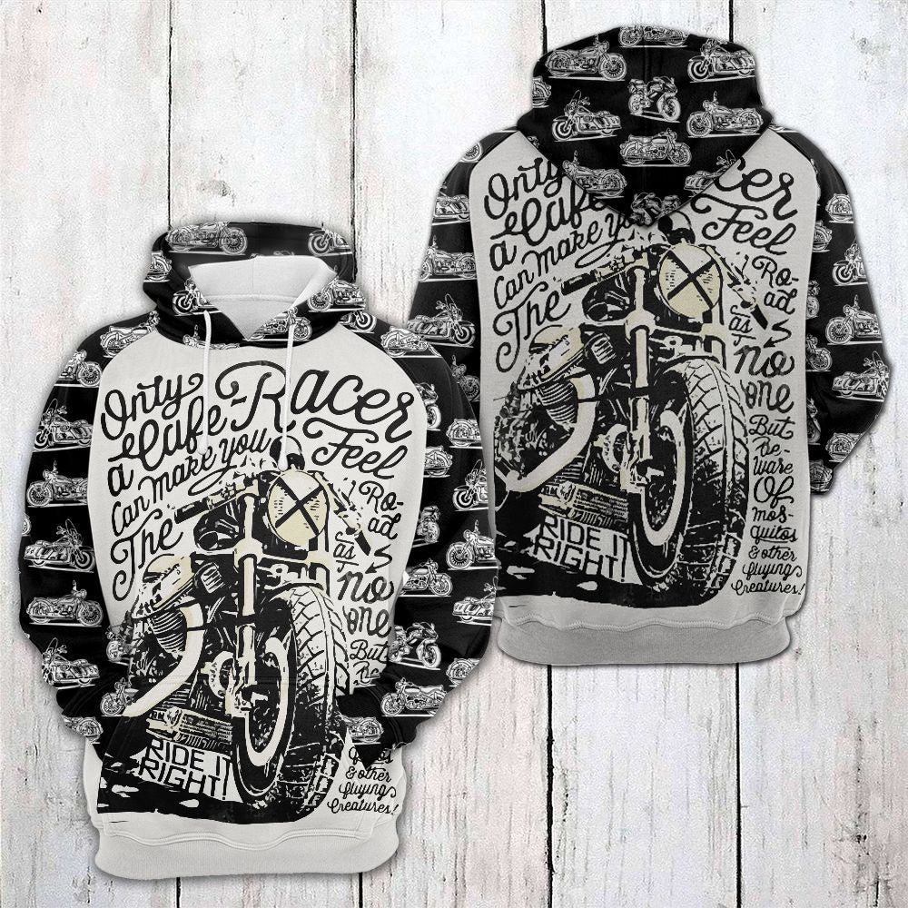 Feel the Road Pullover Premium Hoodie Only A Cafe Racer, Perfect Outfit For Men And Women On Christmas New Year Autumn Winter