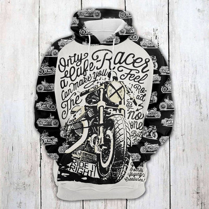 Feel the Road Pullover Premium Hoodie Only A Cafe Racer, Perfect Outfit For Men And Women On Christmas New Year Autumn Winter