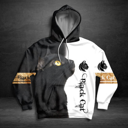 Black Cat Black White Pullover Premium Hoodie, Perfect Outfit For Men And Women On Christmas New Year Autumn Winter