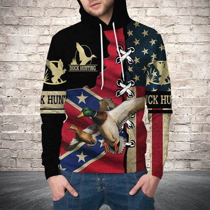 Duck American Flag Pullover Premium Hoodie, Perfect Outfit For Men And Women On Christmas New Year Autumn Winter