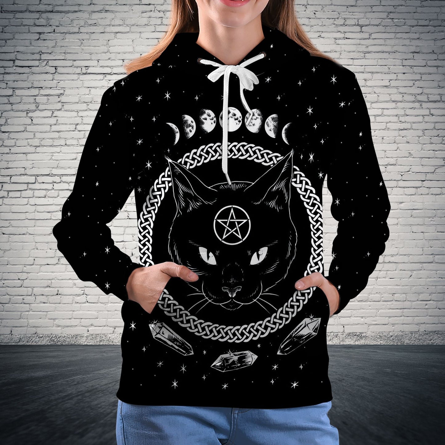 Black Cat Witch Pullover Premium Hoodie, Perfect Outfit For Men And Women On Christmas New Year Autumn Winter