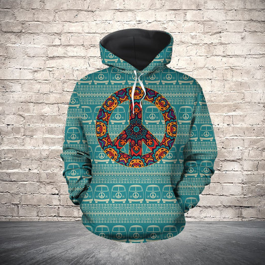 Hippie Bus Pattern Pullover Premium Hoodie, Perfect Outfit For Men And Women On Christmas New Year Autumn Winter