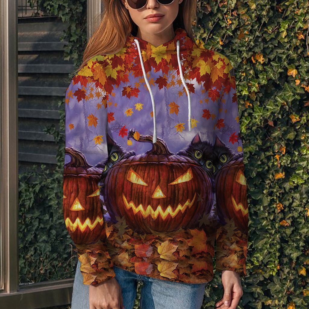 Awesome Black Cat Halloween Premium Hoodie, Perfect Outfit For Men And Women On Christmas New Year Autumn Winter