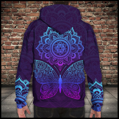 Butterfly Beauty Mandala Pullover Premium Hoodie , Perfect Outfit For Men And Women On Christmas New Year Autumn Winter