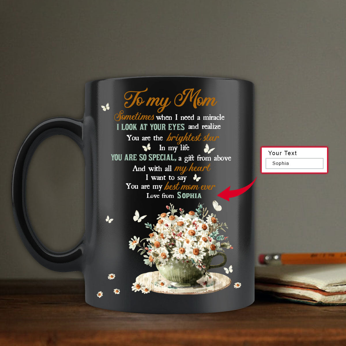 Gift For Mom Personalized Mug - Daughter to mom, Daisy vase, Vintage painting Mug, You Are My Best Mom Ever - Custom Gift For Mother's Day