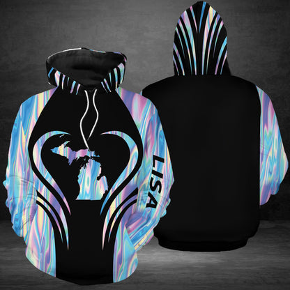 Love Michigan Custom Name Pullover Premium Hoodie, Perfect Outfit For Men And Women On Christmas New Year Autumn Winter