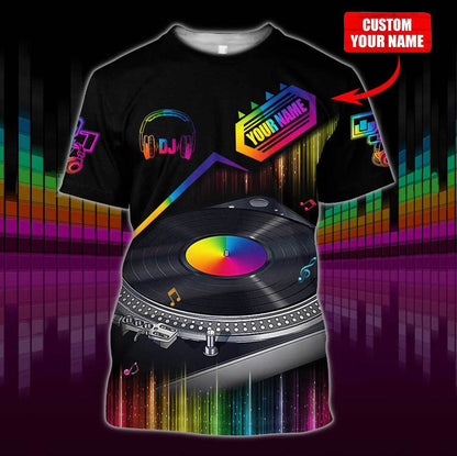 Personalized Name DJ Shirts - Custom Name Disc Jockey Shirts, Colorful Neon DJ Shirts, Perfect DJ Shirts for Men & Women