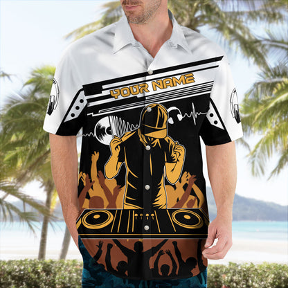 Personalized DJ Hawaii Shirt - Custom Name Born To DJ Forced To Work Hawaii Shirt - Perfect Disc Jockey Hawaii Shirts for Men & Women