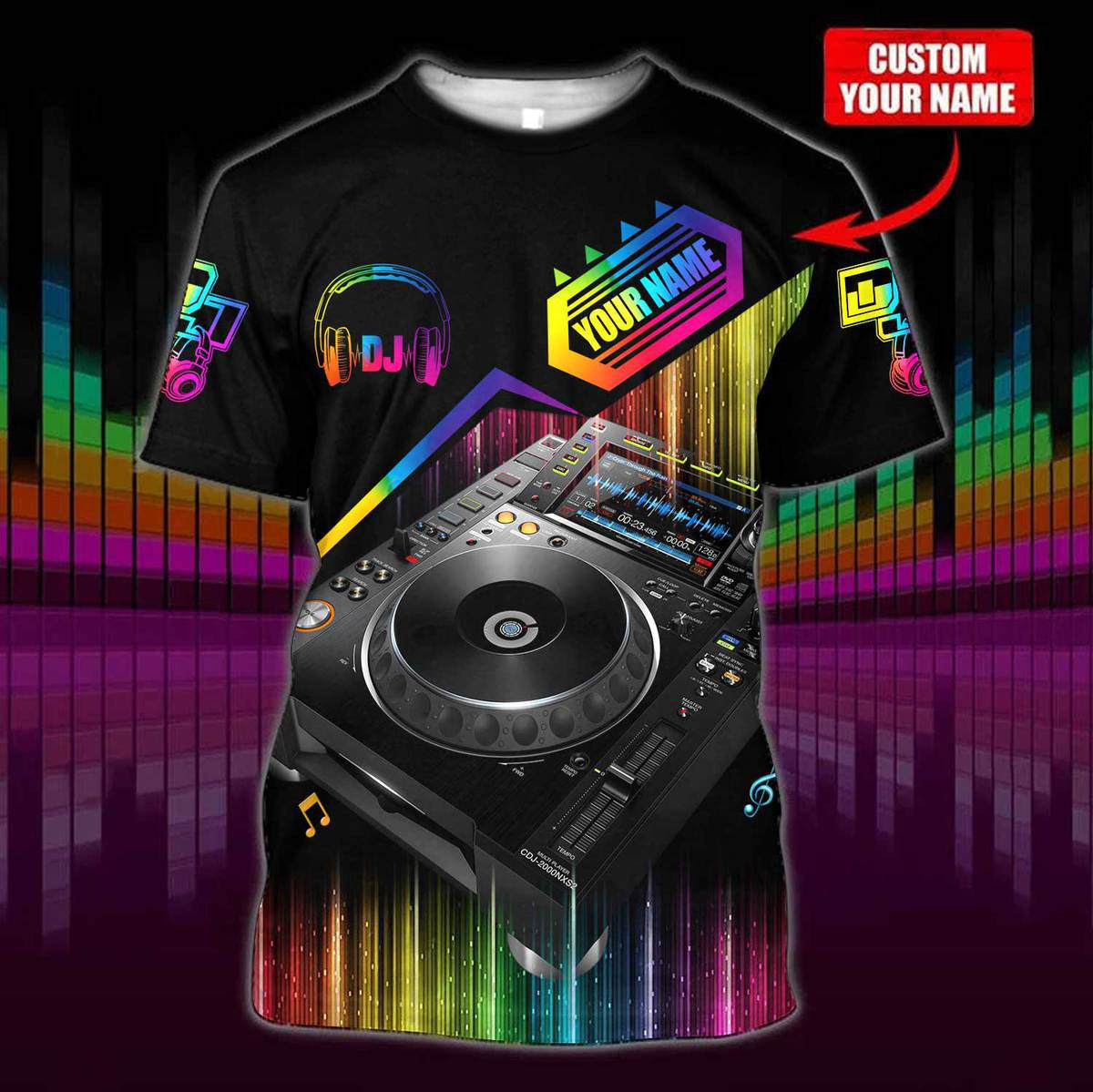 Personalized Name Disc Jockey Shirts - Custom Name DJ Shirts, Deezay Rainbow Shirts, Perfect DJ Shirts for Men & Women