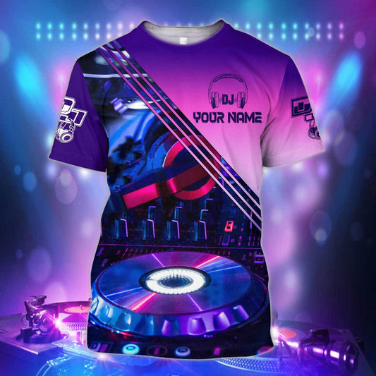 Personalized Name Disc Jockey Shirts - Custom Name DJ Shirts, Music DJ Purple Clothes, Perfect DJ Shirts for Men & Women