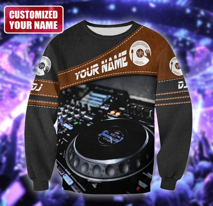 Personalized Name Disc Jockey Shirts - Custom Name DJ Shirts, DJ Leatherette pattern Clothes, Perfect DJ Shirts for Men & Women