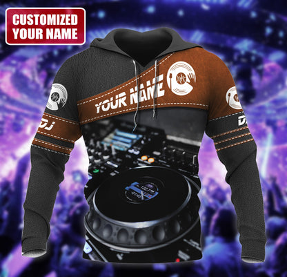 Personalized Name Disc Jockey Shirts - Custom Name DJ Shirts, DJ Leatherette pattern Clothes, Perfect DJ Shirts for Men & Women