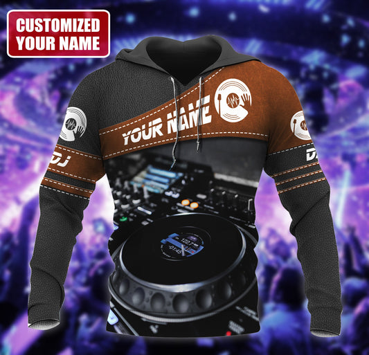 Personalized Name Disc Jockey Shirts - Custom Name DJ Shirts, DJ Leatherette pattern Clothes, Perfect DJ Shirts for Men & Women