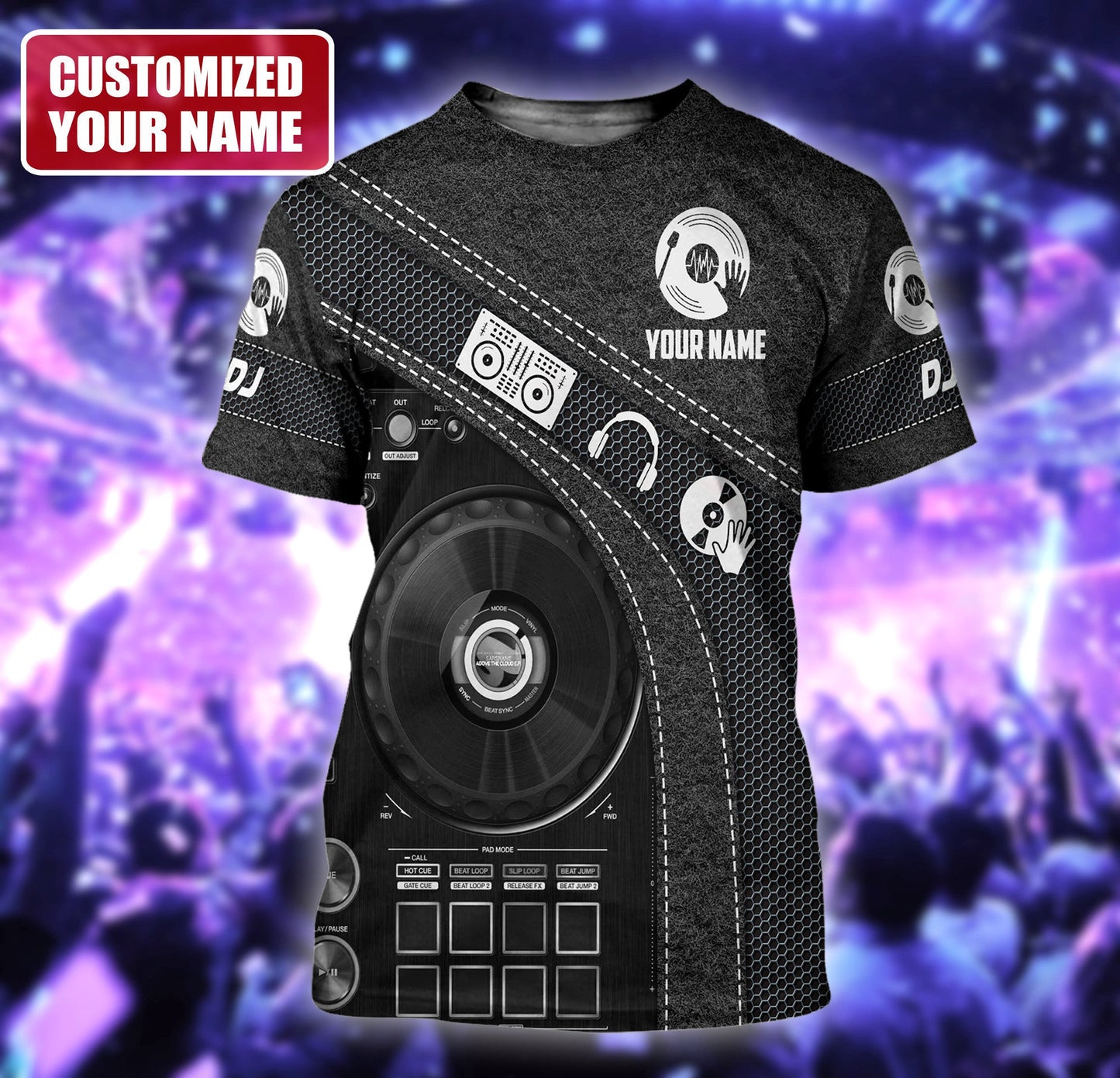 Personalized Name Disc Jockey Shirts - Custom Name DJ Shirts, DJ Gear Black Clothes, Perfect DJ Shirts for Men & Women