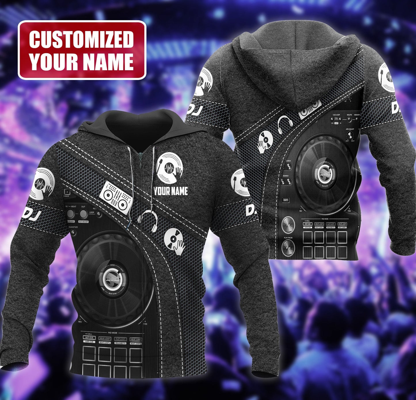 Personalized Name Disc Jockey Shirts - Custom Name DJ Shirts, DJ Gear Black Clothes, Perfect DJ Shirts for Men & Women