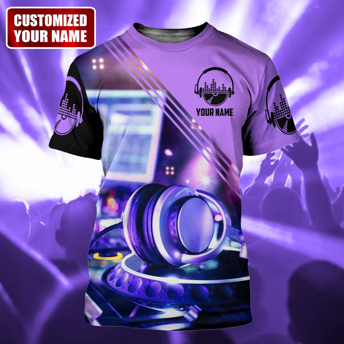 Personalized Name DJ Shirts - Custom Name Disc Jockey Shirts, World Of DJ Purple Shirts, Perfect DJ Shirts for Men & Woman