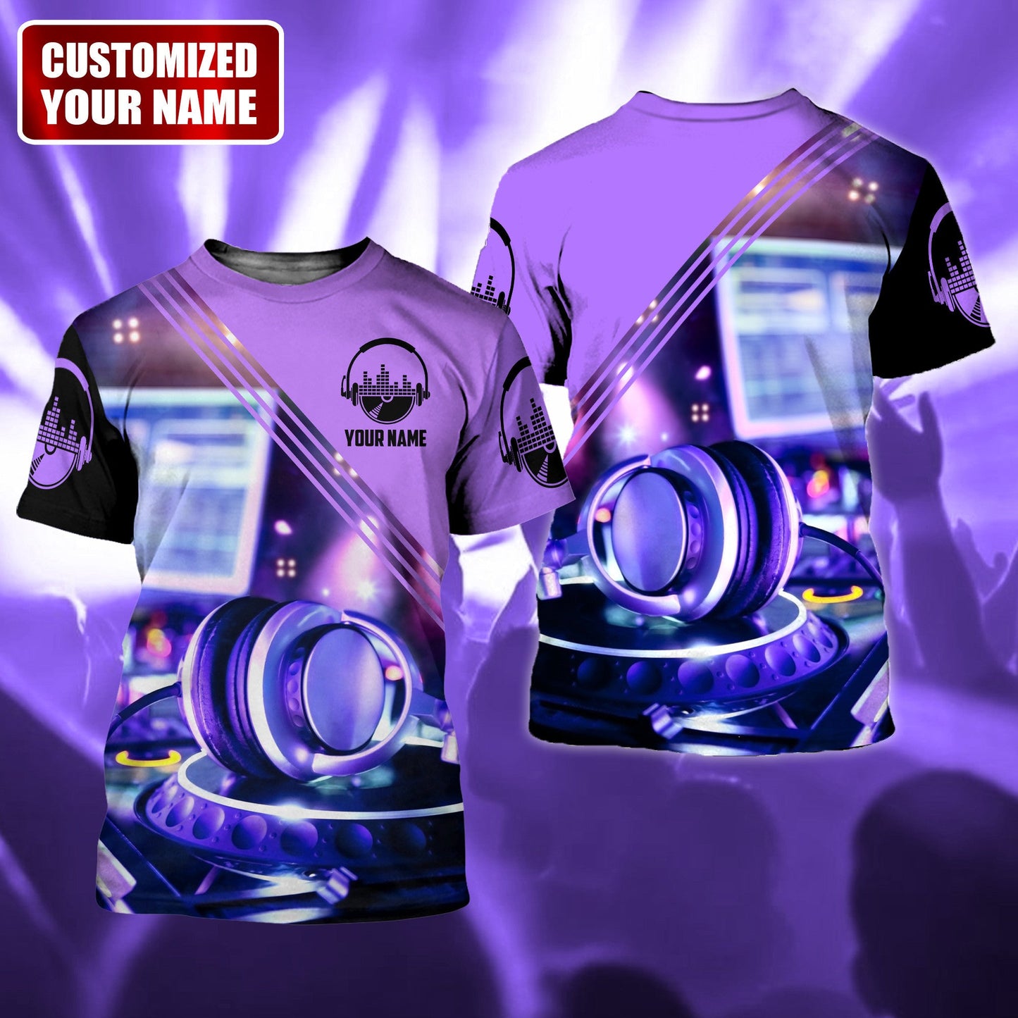 Personalized Name DJ Shirts - Custom Name Disc Jockey Shirts, World Of DJ Purple Shirts, Perfect DJ Shirts for Men & Woman