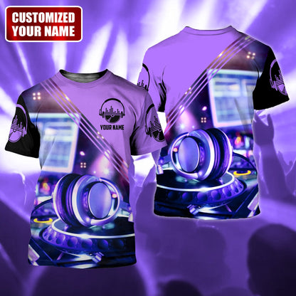 Personalized Name DJ Shirts - Custom Name Disc Jockey Shirts, World Of DJ Purple Shirts, Perfect DJ Shirts for Men & Woman