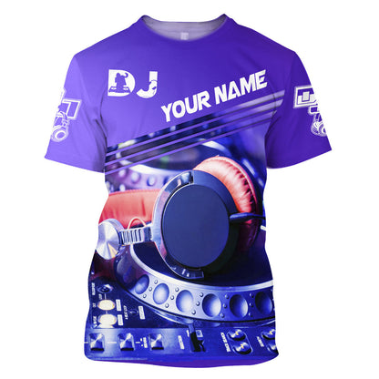 Personalized Name DJ Shirts - Custom Name Disc Jockey Shirts, DJ Life Purple Clothing, Perfect DJ Shirts for Men & Women