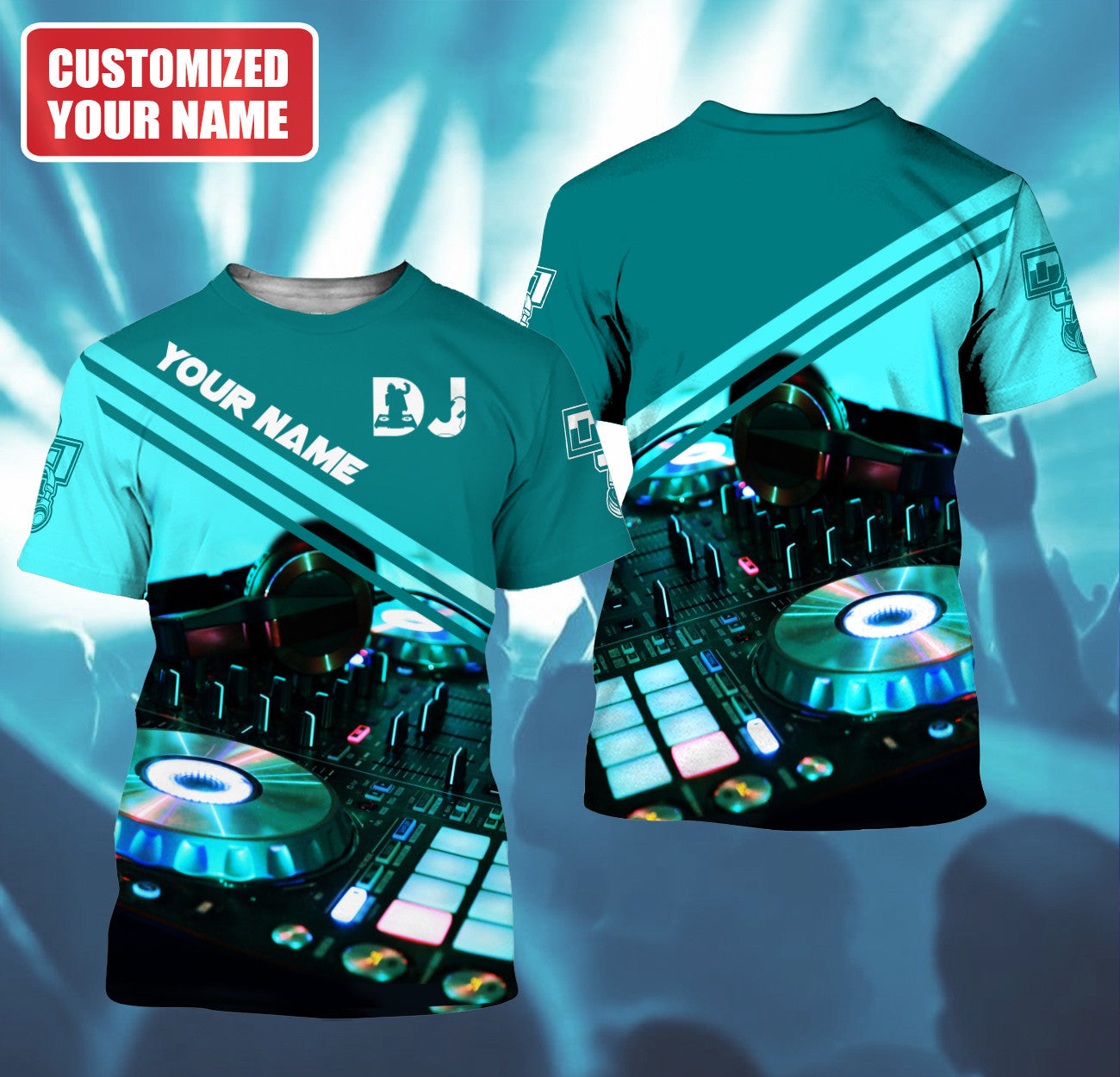 Personalized Name DJ Shirts - Custom Name Disc Jockey Shirts, DJ Is My Life Blue Shirts, Perfect DJ Shirts for Men & Women