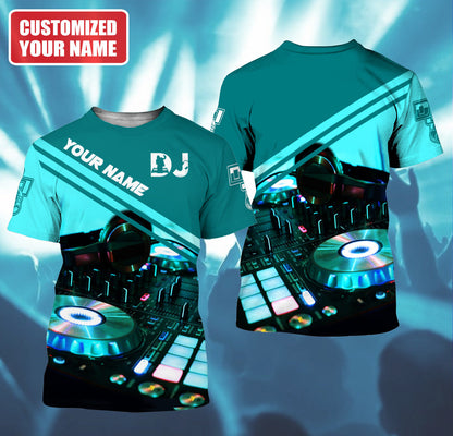 Personalized Name DJ Shirts - Custom Name Disc Jockey Shirts, DJ Is My Life Blue Shirts, Perfect DJ Shirts for Men & Women