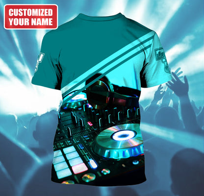 Personalized Name DJ Shirts - Custom Name Disc Jockey Shirts, DJ Is My Life Blue Shirts, Perfect DJ Shirts for Men & Women